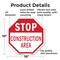 Signmission Stop Construction Area, 10 Inch X 10 Inch, Aluminum Metal Signs OC-A-10-43 - alternate 2