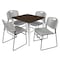 Regency Square Kahlo Breakroom Table W/ 4 Zeng Stack Chairs, 30 in W, 30 in L, Neo Walnut TPL3030NWCM44GY - alternate 1