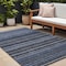 Homeroots 10' X 14' Denim Blue And Gray Striped Washable Indoor Outdoor Area Rug 577768 - alternate 1