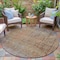 Homeroots 8' Brown And Ivory Round Abstract Washable Indoor Outdoor Area Rug 631085 - alternate 2