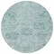 Homeroots 8' Teal Blue And Gray Round Damask Washable Indoor Outdoor Area Rug 603793 - alternate 3
