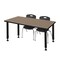 Regency Kee Adjustable Classroom Table W/ 2 Andy Stack Chairs, 48 in W, 24 in L, Noble Oak MT4824NOAPBK45BK - alternate 1