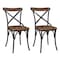 Homeroots Set of Two Brown And Black Metal And Wood Cross Back Dining Side Chairs 522062 - alternate 2