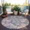 Homeroots 8' Gray Pink And Ivory Round Floral Washable Indoor Outdoor Area Rug 600002 - alternate 3
