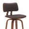 Homeroots 30" Brown And Wood Brown Faux Leather Swivel Low Back Bar Height Bar Chair 534437 - alternate 3