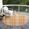 Homeroots 8' Orange Blue And Ivory Round Plaid Washable Indoor Outdoor Area Rug 597125 - alternate 3