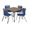 Regency Square Kee Adjustable Classroom Table W/ 4 Andy Stack Chairs, 42 in W, 30 in L, Noble Oak TB4242NOAPGY40NV - alternate 1