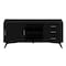 Homeroots 64in Black Mahogany Solid Wood Enclosed and Open Storage TV Stand 404264 - alternate 2