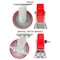 Hyw Products Heavy Duty Caster Set 6in Red Polyurethane on Cast Iron Wheels, 2 Rigid & 2 Swivel with Brake, 4PK 40-60R-A1-PC-2,40-60S-A1-PC-TB-2 (R) - alternate 2
