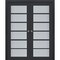 Sartodoors Sliding French Double Pocket Doors with Frosted Glass 64x80 (2* 32x80) Solid Core Modern Interior VEREGIO7602DP-ANT-64 - alternate 1