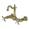 Kingston Brass Two-Handle Wall Mount Bridge Kitchen Faucet, Antique Brass KS2443BEX - alternate 1