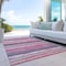 Homeroots 3' X 5' Pink Gray And Green Striped Washable Indoor Outdoor Area Rug 598914 - alternate 4