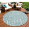 Homeroots 8' Teal Blue And Ivory Round Abstract Washable Indoor Outdoor Area Rug 588518 - alternate 1