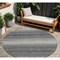 Homeroots 8' Gray And Charcoal Round Abstract Washable Indoor Outdoor Area Rug 599966 - alternate 1