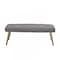 Homeroots 47in Gray and Antiqued Brass Tufted Linen Blend Upholstered Dining Bench 473174 - alternate 3