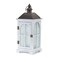 Homeroots Set of Two White And Black Distressed Ornate Glass Wood And Metal Floor Lantern Candle Holders, 2PK 517616 - alternate 2