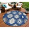 Homeroots 8' Navy Blue Ivory And Gray Round Southwestern Washable Indoor Outdoor Area Rug 615160 - alternate 1