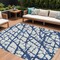 Homeroots 8' X 10' Navy Blue And Ivory Abstract Washable Indoor Outdoor Area Rug 614374 - alternate 1