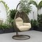 Leisuremod Beige Wicker Hanging Egg Swing Chair with Taupe Cushions ESCBG-40TP - alternate 3