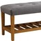 Homeroots 40in Gray and Brown Linen Blend and Solid Wood Upholstered Storage Bench With Shelves 286432 - alternate 3