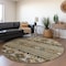 Homeroots 8' Chocolate Taupe And Gold Round Tribal Washable Indoor Outdoor Area Rug 615406 - alternate 2