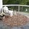 Homeroots 8' Brown Ivory And Gray Round Moroccan Washable Indoor Outdoor Area Rug 605177 - alternate 3