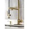Kingston Brass Single-Handle Deck-Mount Pre-Rinse Kitchen Faucet with Pot Filler, Brushed Brass LS8503DL - alternate 2