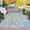 Homeroots 9' X 12' Teal Blue And Ivory Abstract Washable Indoor Outdoor Area Rug 632147 - alternate 3