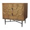 Homeroots 28" Natural Two Drawer Distressed Carved Geometric Solid Wood Nightstand 569606 - alternate 3