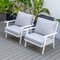 Leisuremod Walbrooke Outdoor Patio White Aluminum Armchairs With Cushions, Light Grey, 2PK WW-31-27LGR2 - alternate 2