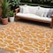 Homeroots 10' X 14' Orange And Ivory Geometric Washable Indoor Outdoor Area Rug 599303 - alternate 1