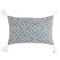Homeroots 15" x 26"  Blue and White Geometric Cotton Pillow Cover With Tassels 534571 - alternate 2