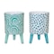 Homeroots Set of Two Aqua Teal And White Ceramic 2 Ounce Chevron Round Distressed Pot Planters, 2PK 517979 - alternate 1