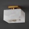 Jonathan Y Alessia 8" 1-Light Modern Contemporary Alabaster/Iron Square LED Semi Flush Mount, White Marbling/Bra JYL1203A - alternate 3
