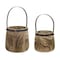 Homeroots Set of Two Natural Wood And Steel Bucket Pot Planters, 2PK 632615 - alternate 1