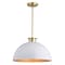Vaxcel Devon 1L LED Compatible Glossy White and Gold Satin Brass Mid-Century Modern Pendant Light P0411 - alternate 1