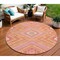 Homeroots 8' Coral Pink And Ivory Round Tribal Washable Indoor Outdoor Area Rug 598114 - alternate 1