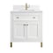 James Martin Vanities Chicago 30 in Single Vanity, Glossy White, w/ Single Hole 3CM White Zeus Silestone Top & Backsplash 503-V30-GW-1WZ - alternate 1