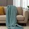 Homeroots 50" X 60" Teal Cotton Cable Knit Throw Blanket with Tassels 518784 - alternate 2