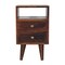 Homeroots 20" Walnut Solid Wood Square Two Drawer Nightstand 651544 - alternate 1