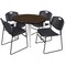 Regency Round Kahlo Breakroom Table W/ 4 Zeng Stack Chairs, 42 in W, 42 in L, Neo Walnut TPL42RNDNWCM44BK - alternate 1