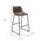 Homeroots Set of Two 29" Espresso and Black Faux Leather and Steel Counter Height Bar Chairs, 2PK 555695 - alternate 2