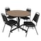Regency Round Kobe Breakroom Table W/ 4 Restaurant Stack Chairs, 48 in W, 48 in L, Noble Oak TKB48RNDNO29BK - alternate 1
