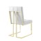 Homeroots Set of Two Tufted White and Gold Upholstered Faux Leather Dining Side Chairs 543550 - alternate 3