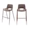Homeroots Set of Two 30" Brown Faux Leather And Steel Low Back Bar Height Bar Chairs 555666 - alternate 5