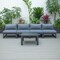 Leisuremod Chelsea 5-Piece Middle Patio Chairs and Coffee Table Set Black Aluminum With Blue Cushions CSTBL-4BU - alternate 2