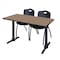 Regency Cain T-Base Training Seminar Table W/ 2 M Stack Chairs, 48 in W, 24 in L, Noble Oak MTRCT4824NO47BK - alternate 1