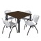 Regency Square Kee Breakroom Table W/ 4 M Stack Chairs, 48 in W, 48 in L, Neo Walnut TB4848NWBPBK47GY - alternate 1
