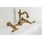 Kingston Brass Two-Handle Wall Mount Bridge Kitchen Faucet, Antique Brass KS2443AL - alternate 2