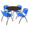 Regency Round Kahlo Breakroom Table W/ 4 M Stack Chairs, 42 in W, 42 in L, Neo Walnut TPL42RNDNWCM47BE - alternate 1
